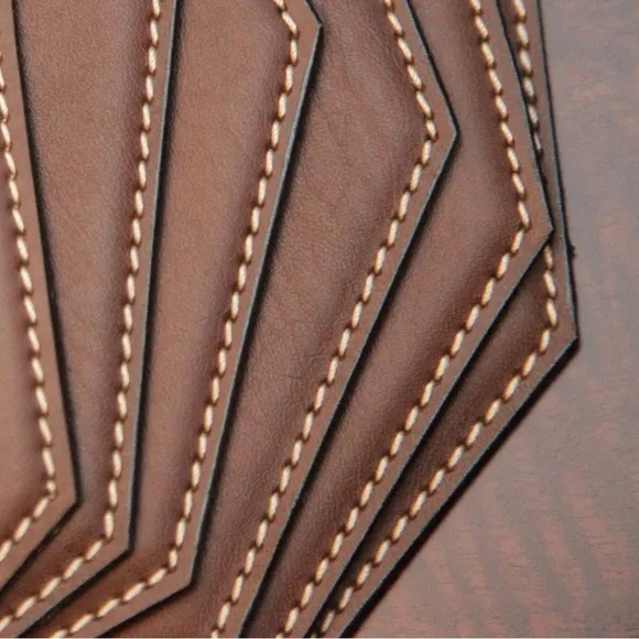 SIX Dark Brown Leatherette Dacasso Placemats 12” X 17” - Picture 4 of 5
